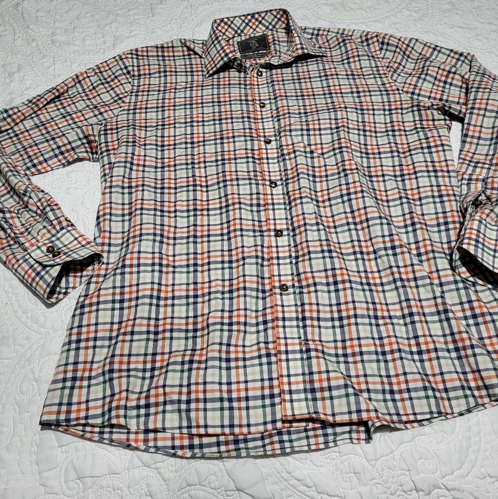 Maker & Co  Men's Multicolor Plaid Shirt Large